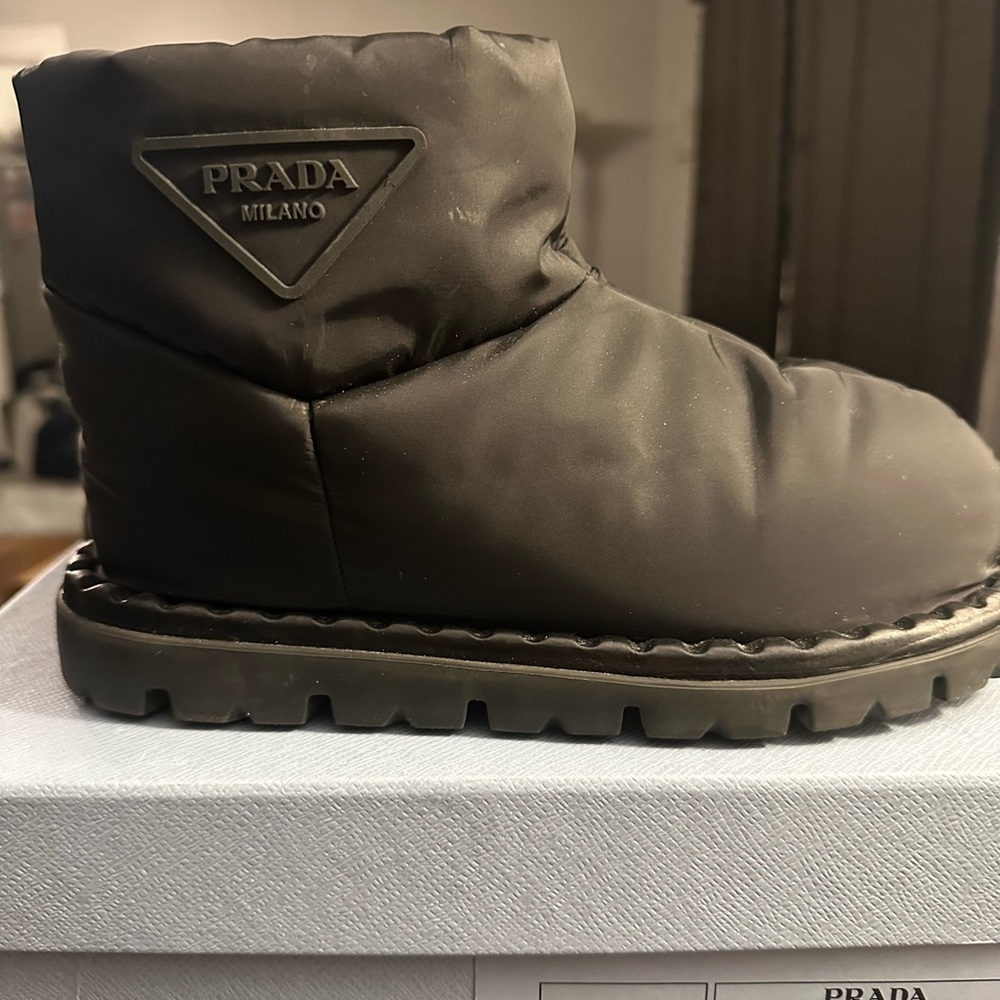 Prada Black Puffer Ankle Boots